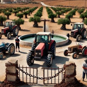 Agricoltori Pugliesi in rivolta: trattori incatenati per pozzi KO