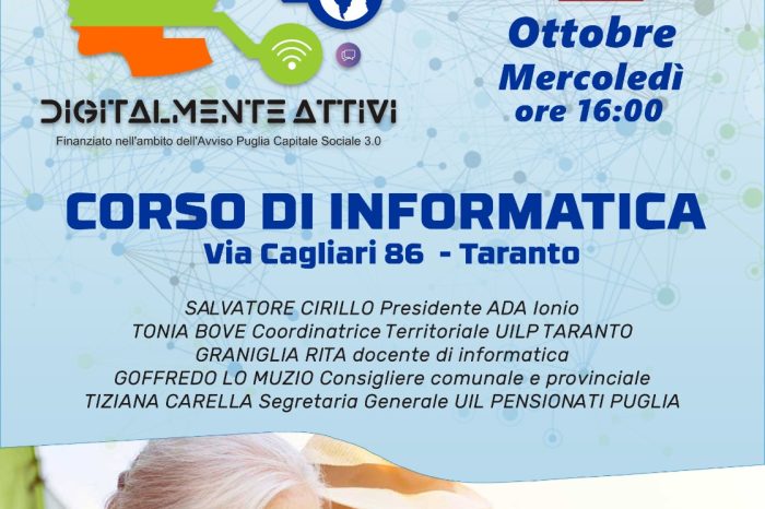 DIGITALMENTE ATTIVI | Al via il corso di informatica a Taranto per over 60: ADA dello Ionio contro l'isolamento digitale