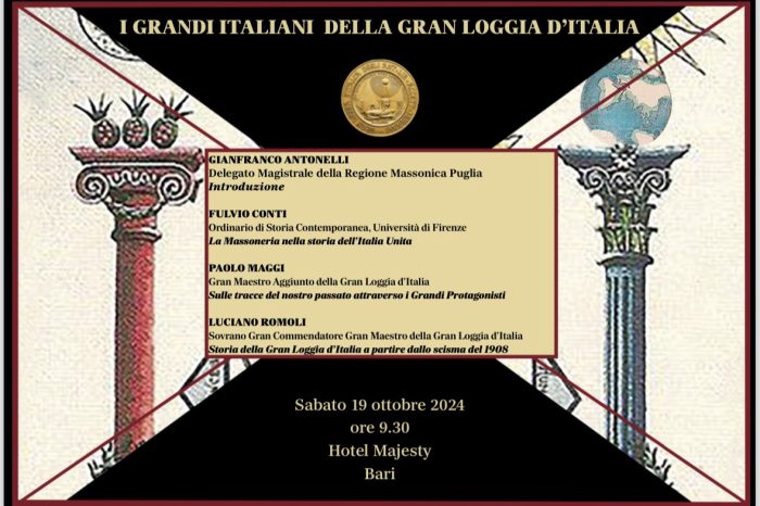 A Bari il convegno che celebra i grandi italiani della Gran Loggia d’Italia