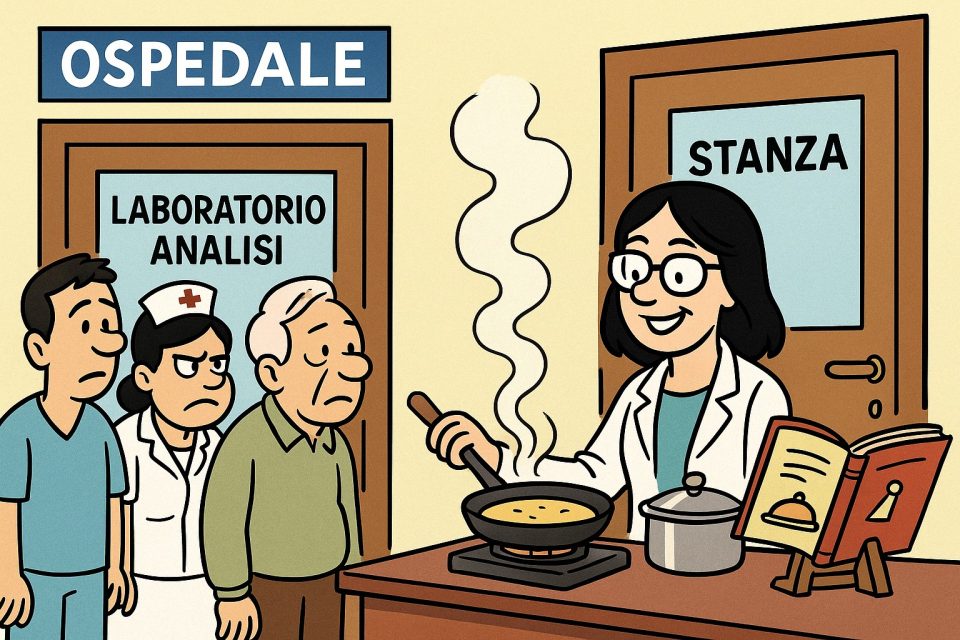 laboratorio analisi Martina Franca, dottoressa chiusa in stanza, corsi di cucina in ospedale